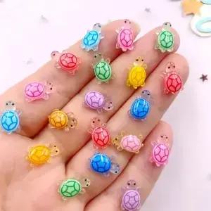 60pcs 수지 8*12mm 다채로운 3D 미니 거북이 플랫 백 라인 석 스크랩북 DIY 웨딩 입상 장식 공예 쥬얼리