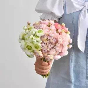 수제 미니 연꽃 부케 웨딩 신부 들러리 사진 소품 홈 데코 26cm