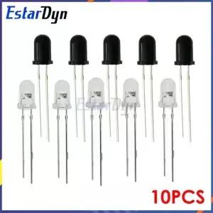 10개 3MM 850nm IR 적외선 LED 이미터 및 수신기 다이오드 키트 ESP32 DIY 프로젝트용