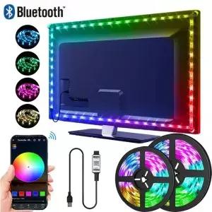 RGB 5050 LED 스트립 조명 앱 제어 TV 백라이트 유연 리본 테이프 USB 5V PC 게임룸 장식용