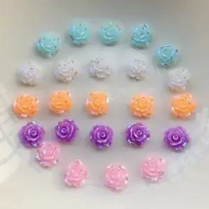 아름다운 AB 컬러 로즈 플랫 백 수지 스크랩북 DIY 비드 액세서리 공예 웨딩 장식 10mm 3d 로트당 100 개