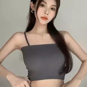 여성 데일리 일자라인 캡 패치 탈부착 크롭 끈나시