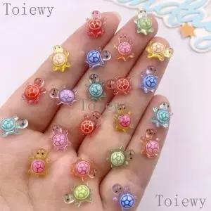 100pcs 수지 8*11mm 다채로운 3D 미니 거북이 플랫 백 라인 석 스크랩북 DIY 웨딩 아플리케 장식 공예