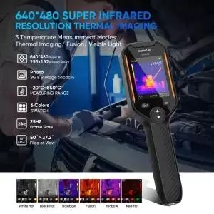 GOYOJO 640x480 초고해상도 적외선 열 카메라 가정 검사 및 HVAC 기계 유지보수를 위한 듀얼 라이트 퓨전