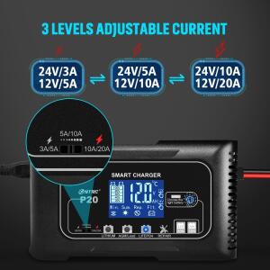 호환 HTRC 15A/20A/25A/35A 자동차 배터리 충전기 납산 PB AGM LiFePO4 오토바이 대 한 12V 24V 스마트