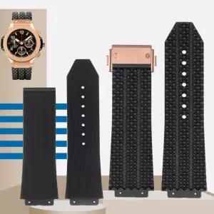 HUBLOT 빅뱅 실리콘 26*19mm 방수 남성용 시계 스트랩 체인 액세서리 고무 팔찌 용 밴드