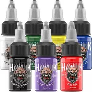HAWINK 타투 잉크 세트 1/2온스 15ml 공급 USA 7가지 색상 안료 키트 TI203-15-7
