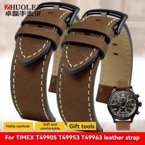 Timex Expedition T49963 T49905 시리즈 손목 밴드  무광택 가죽 시계 팔찌 남성용 소 스트랩 20mm