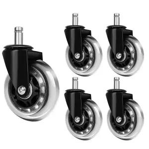 대형 4인치(100mm) 무소음 의자 바퀴 투명우레탄 링 D5L1122 5개구성