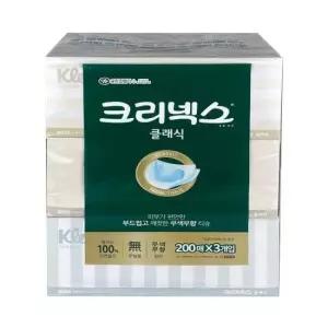 클렌징티슈 크리넥스 클래식 각티슈 x 3입 -O 200매