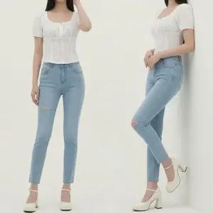 찢청 여자 청바지 데님 일자 팬츠 슬림핏 스키니진