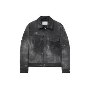 UNGIMMICK DISTRESSED PRINT METIS SUEDE JACKET (GRAY / LAMBSKIN) 1102112