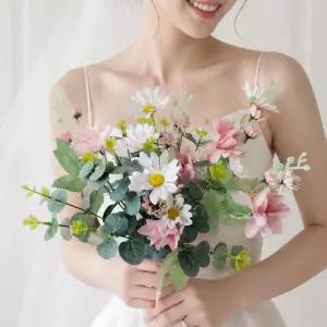[나랑파티] 달리아 조화 꽃다발 데이지 네추럴 인테리어 소품 셀프 웨딩 부케 꽃다발