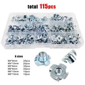1상자 115pcs M4 두꺼운 강철 네 발톱 스피커 너트 블라인드 갈래 삽입 목재 가구