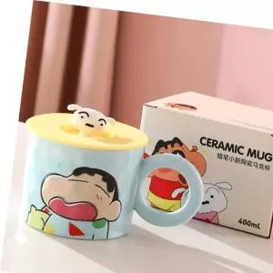 빨대컵 보온보냉컵 블루 360ml 머그컵 뚜껑 짱구 피규어