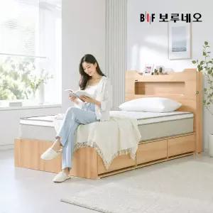 보루네오 제니아 국내제작 LED 통서랍 수납형 학생 신혼침대 프레임 7종(매트리스 선택)
