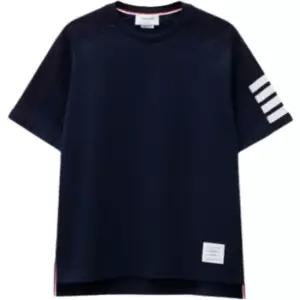 톰브라운 [명품] MJS246A 07323 415 사선 로고 네이비 반팔 티셔츠