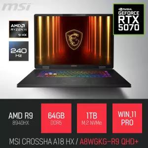 ⓒ MSI 크로스헤어 A18 HX A8WGKG-R9 QHD+ 64GB 1TB WIN11 / 18인치 편집 고성능 게임 AI 노트북