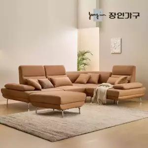 장인가구 도이 5인용 스윙 이지클린 가죽 코너형 소파 (스툴 포함)