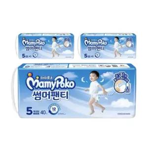마미포코 썸머팬티 여아용 5단계 특대형 40매 3팩 기저귀