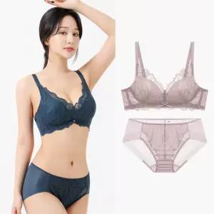 비너스 자스민 레이스 노와이어 몰드 브라 미디 노라인 팬티 세트 JBR1297S