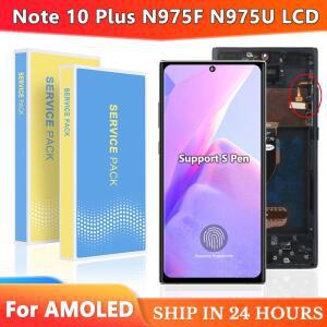 호환 Note 10 Plus LCD SM-N975F 디스플레이 터치 스크린 디지타이저 어셈블리 교체 용 프레임 AMOLED