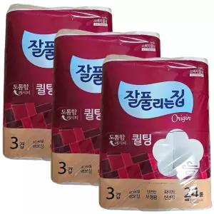 잘풀리는집 더도톰한3겹퀼팅 화장지 30Mx24롤 3팩