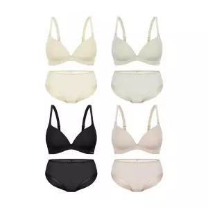 [Wonderbra] 퓨징 볼륨 노와이어 브라팬티 8종세트 크림+그린+베이지+블랙 WBW6M11121314_T