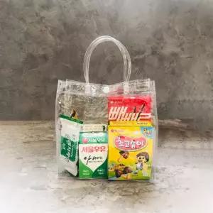 PVC 투명 가방 쇼핑백 비닐백 선물 포장 답례품 20x20x8 유치원 어린이집 꽃 고급
