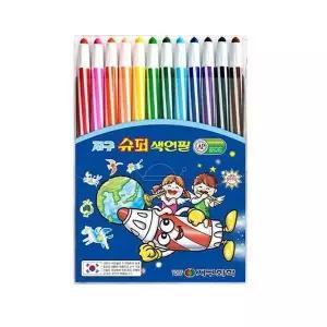 [제이큐]슈퍼 색연필 색칠 놀이 공부 미술 도구 12색 신학기 필수템