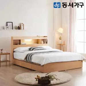 [최저가도전]  동서가구 몬티아 3서랍 LED 슈퍼싱글 SS 수납침대+양면 매트리스 DF642015