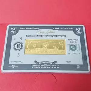 프레스 골드바 2달러 지폐 모양 순금 24k 99.99 7.5g 포나인 dollar