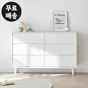 [벤티스가구]루나 화이트 와이드 3단 서랍장 옷 체스트 서랍 안방 거실 서랍장 광폭 옷장1400
