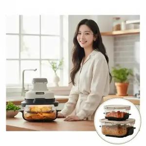 스마트카라 에어프라이어 듀얼히팅 글라스 올스텐 바스켓 2종 4.5L 1.8L