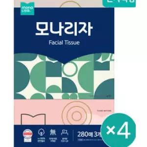 모나리자 피부저자극 280매 3입 2+2개 총12입 각티슈 미용티슈
