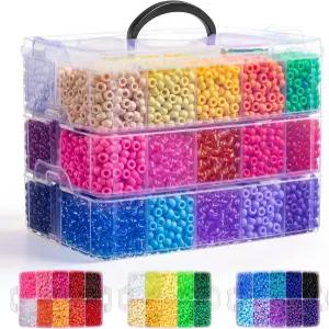 Simetufy 10000Pcs 포니 비즈 벌크 헤어 브레이딩 팔찌용 레인보우 칸디 30가지 색상 주얼리 열쇠고리 DIY