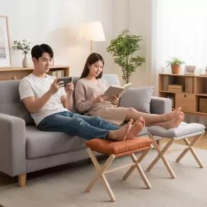 코지 풋스툴 발받침대 쿠션 발판 풋레스트 원목 접이식