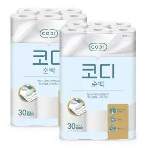 코디 천연펄프 화장지 천연펄프 두루마리 휴지 30롤 2팩 GST  MNS