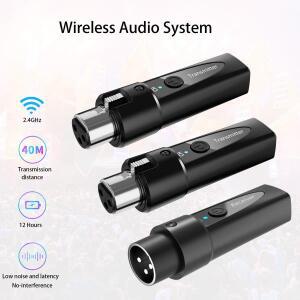 XLR 무선 마이크 송신기 수신기 2.4Ghz 시스템 오디오 Mi용 충전식 어댑터