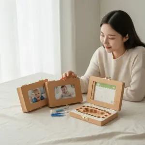 아이 이름 각인 원목 유치함 사진 넣는 탯줄 보관 상자 기념품