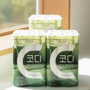 코디 순수 3겹 데코 30Mx30롤x3팩 화장지 휴지