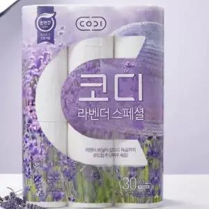 코디 3겹 라벤더 스페셜 화장지 30m 30롤 3팩