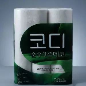 코디 순수 3겹 데코 화장지 30m 30롤x3팩