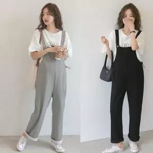키밍 캐주얼 임산부 멜빵바지 팬츠 임부복바지 와이드 임산부팬츠