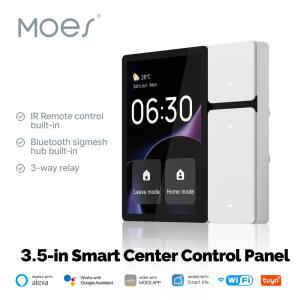 MOES Tuya WiFi 3.5인치 스마트 제어판 화면 3개 릴레이 3개 물리 버튼 IR 리모컨 블루투스 시그메쉬 허브 내장