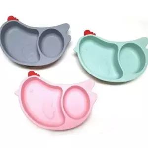 (색상 그레이)이유식 흡착식 유아 아기 칸막이 식판 실리콘