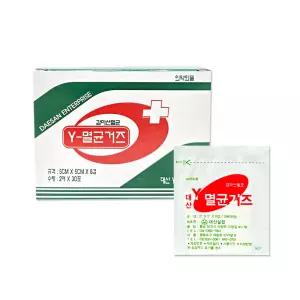 대산 멸균Y거즈 3호 2x2x8p 2매 30개 감마선 거즈 개별 포장