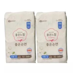 좋은느낌 좋은순면 날개형 울트라슬림, 대형, 32매, 2개