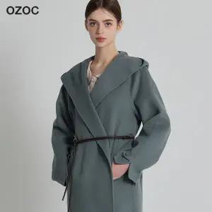 [오조크(OZOC)] 핸드메이드 벨티드 울 후드 코트 (택가격: 399000원)
