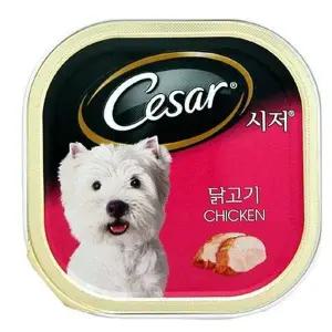[하프클럽/셀럽하우스]시저 통조림 캔 강아지 간식 닭고기 100g 24개 1박스